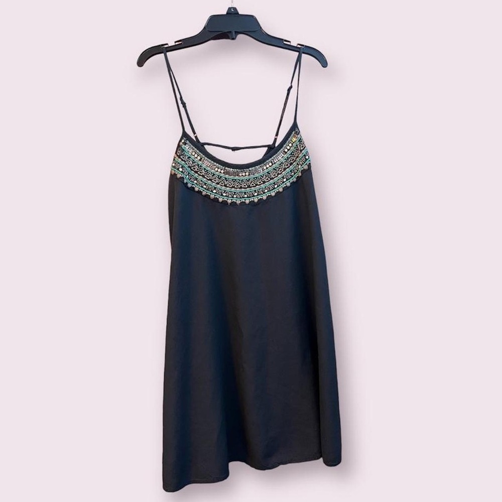 american eagle grey beaded embroidered dress